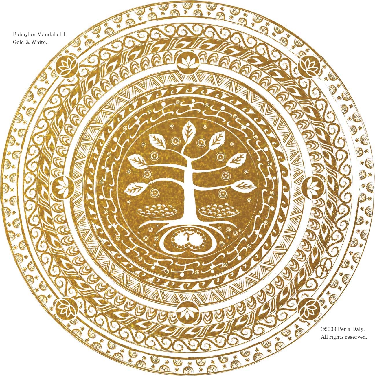 Babaylan Mandala I.I, Gold and White, by BagongPinay. She says: The Bahala Tree of Life represents YOU